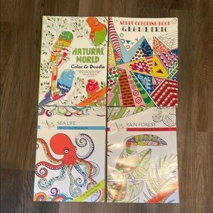 Four new adult coloring books